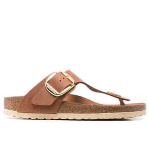 Birkenstock Gizeh T-Bar Sandals w/ gold buckles